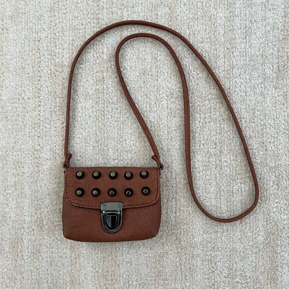 Brown Boho Studded Mini Crossbody Bag Cardholder - Picture 1 of 8